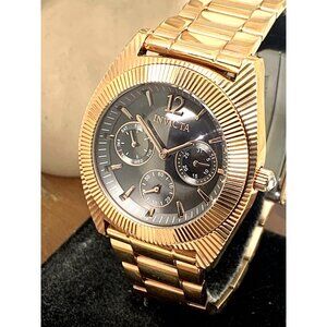 Invicta Women's Watch 23751 Angel Quartz Black Dial Rose Gold Stainless Steel